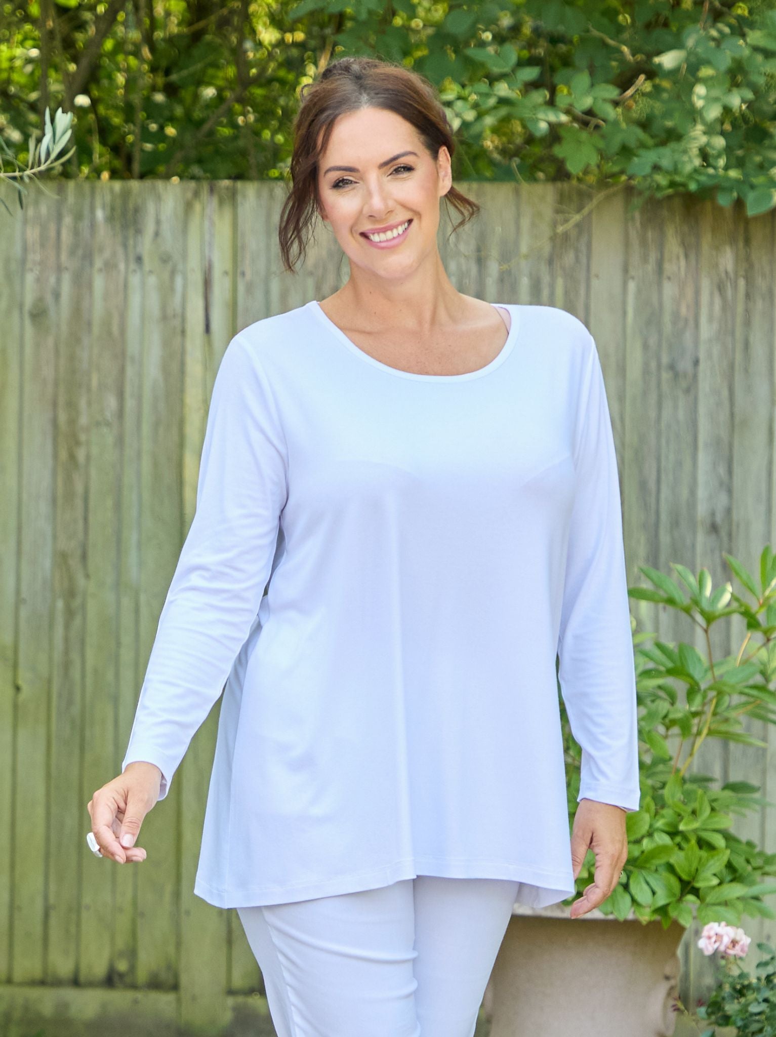 Vivo Basic Cowl Jersey Top - White main image 0
