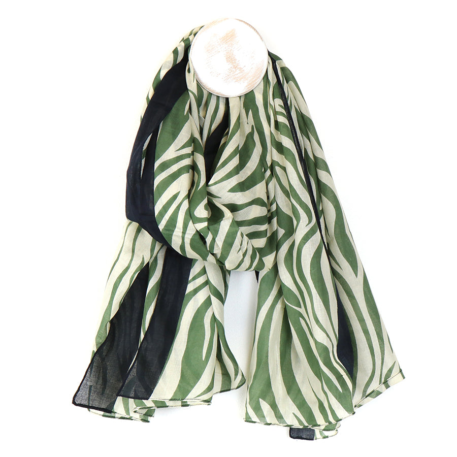 Zebra Stripe Organic Cotton Scarf - Green