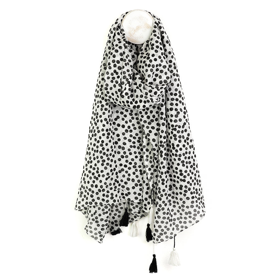 Polka Dot Organic Cotton Scarf - Black