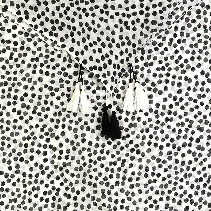 Polka Dot Organic Cotton Scarf - Black