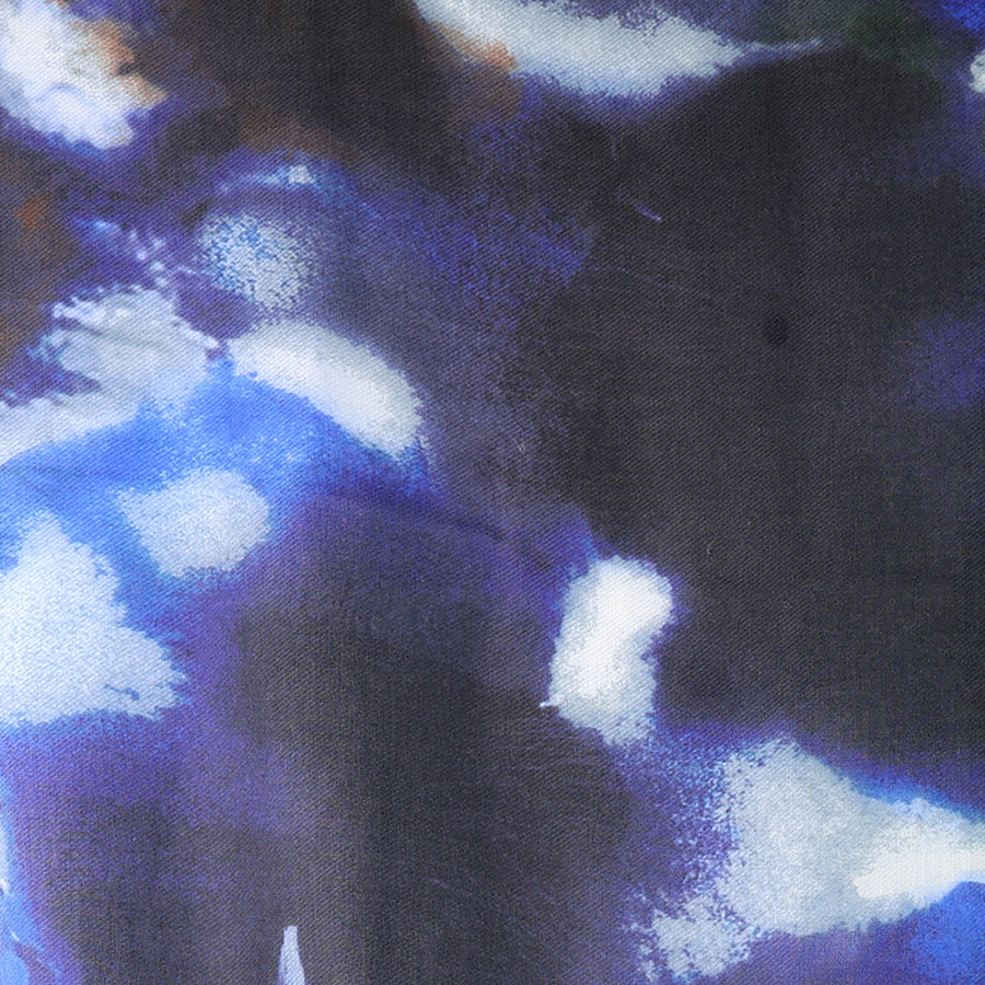 Inked Abstract Printed Scarf - Navy