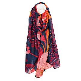 Hannah Navy/Pink Multi Print Scarf