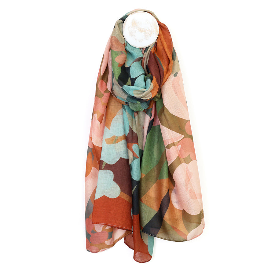 Florence Rust/Khaki Botanical Print Scarf