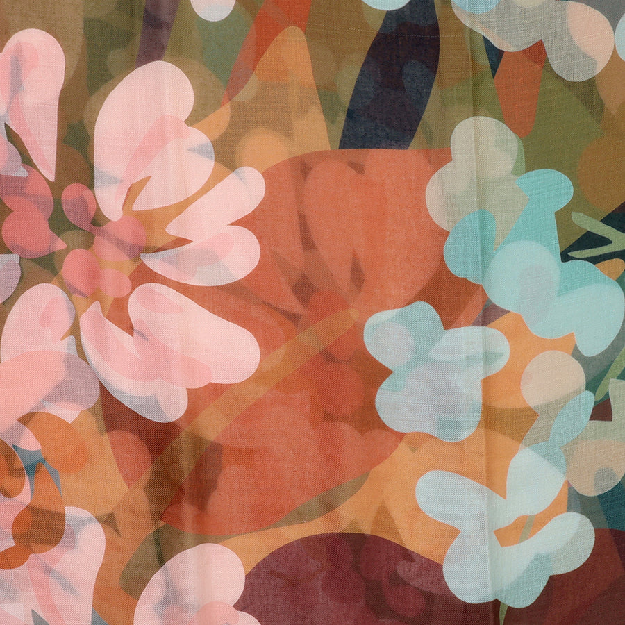 Florence Rust/Khaki Botanical Print Scarf