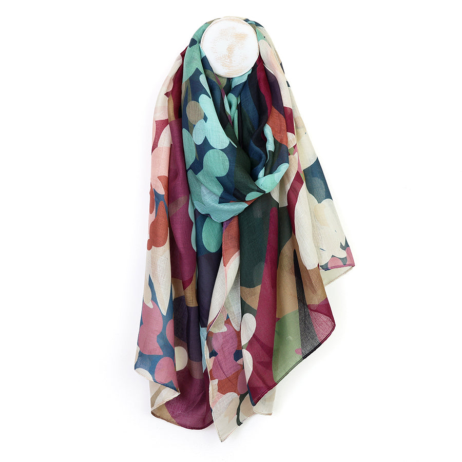 Florence Plum/Teal Botanical Print Scarf