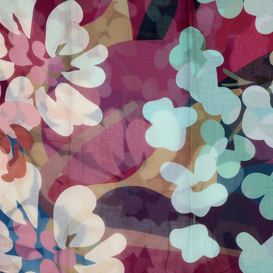 Florence Plum/Teal Botanical Print Scarf