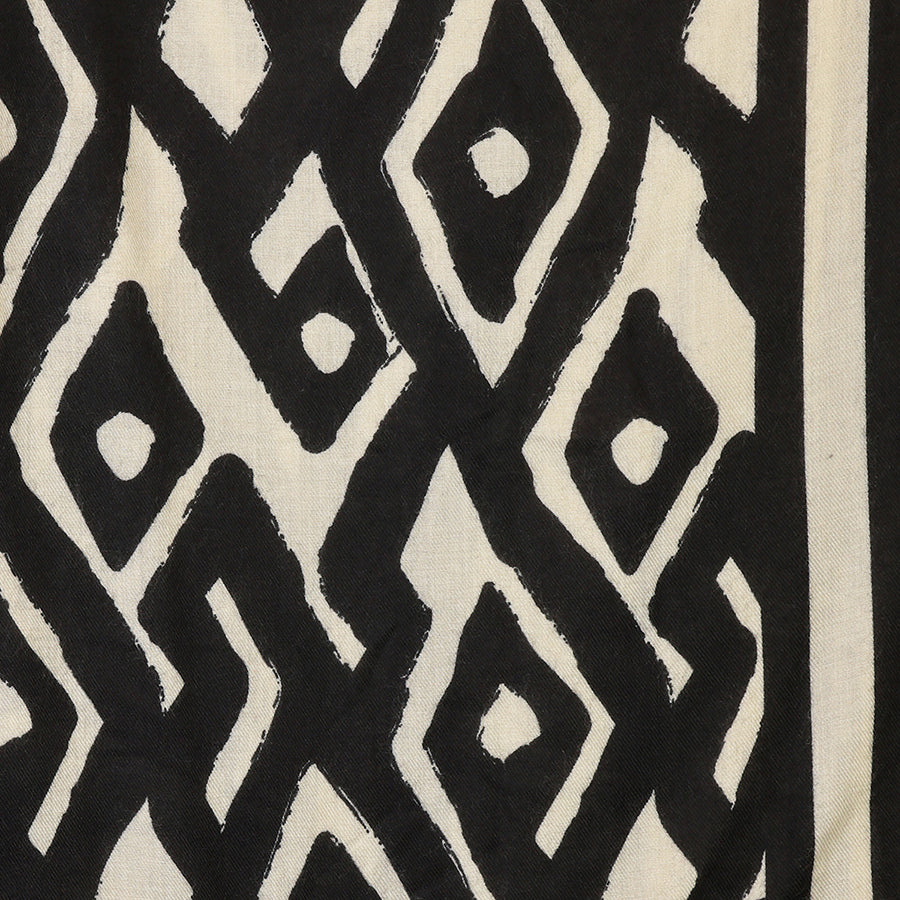 Amber Ecru/black Abstract Print Scarf