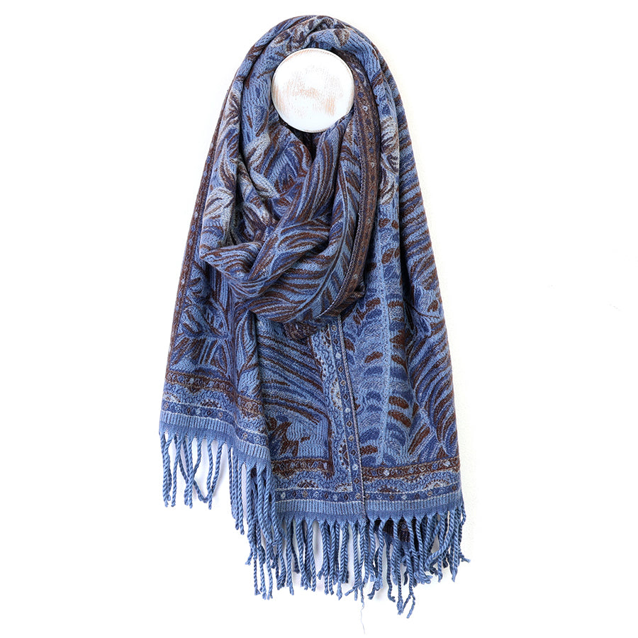 Celia Blue/Brown Reversible Print Scarf