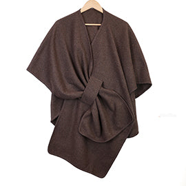 Chelsea Self Tie Waist Poncho - Cocoa