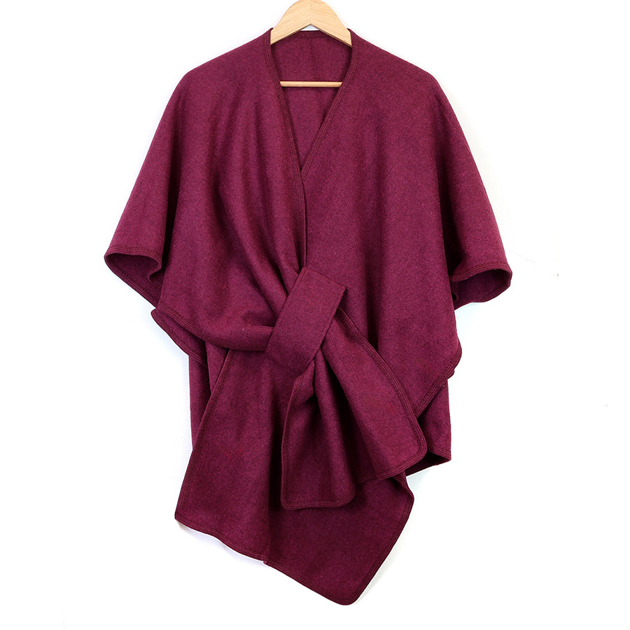 Chelsea Self Tie Waist Poncho - Berry