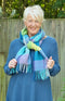 Checked Blanket Scarf - Blue/Lime