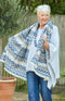 Chevron Print Woven Scarf - Grey/Denim
