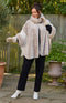 Ariana Faux Fur Trimmed Wrap - Natural