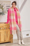 Fluffy Checked Winter Scarf - Taffy Pink