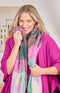 Fluffy Checked Winter Scarf - Lilac/Aqua
