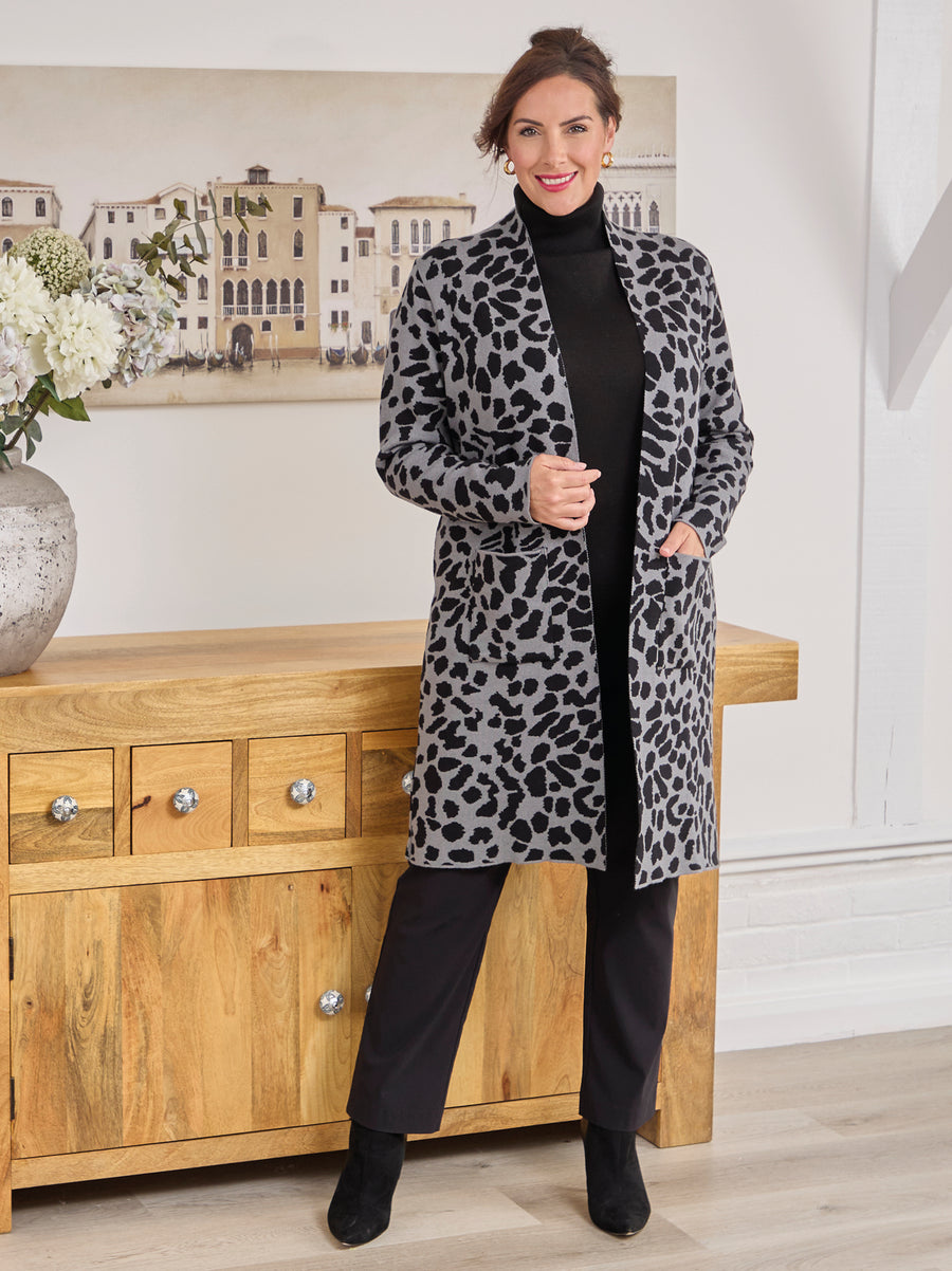 Christine Knitted Coatigan - Animal Print