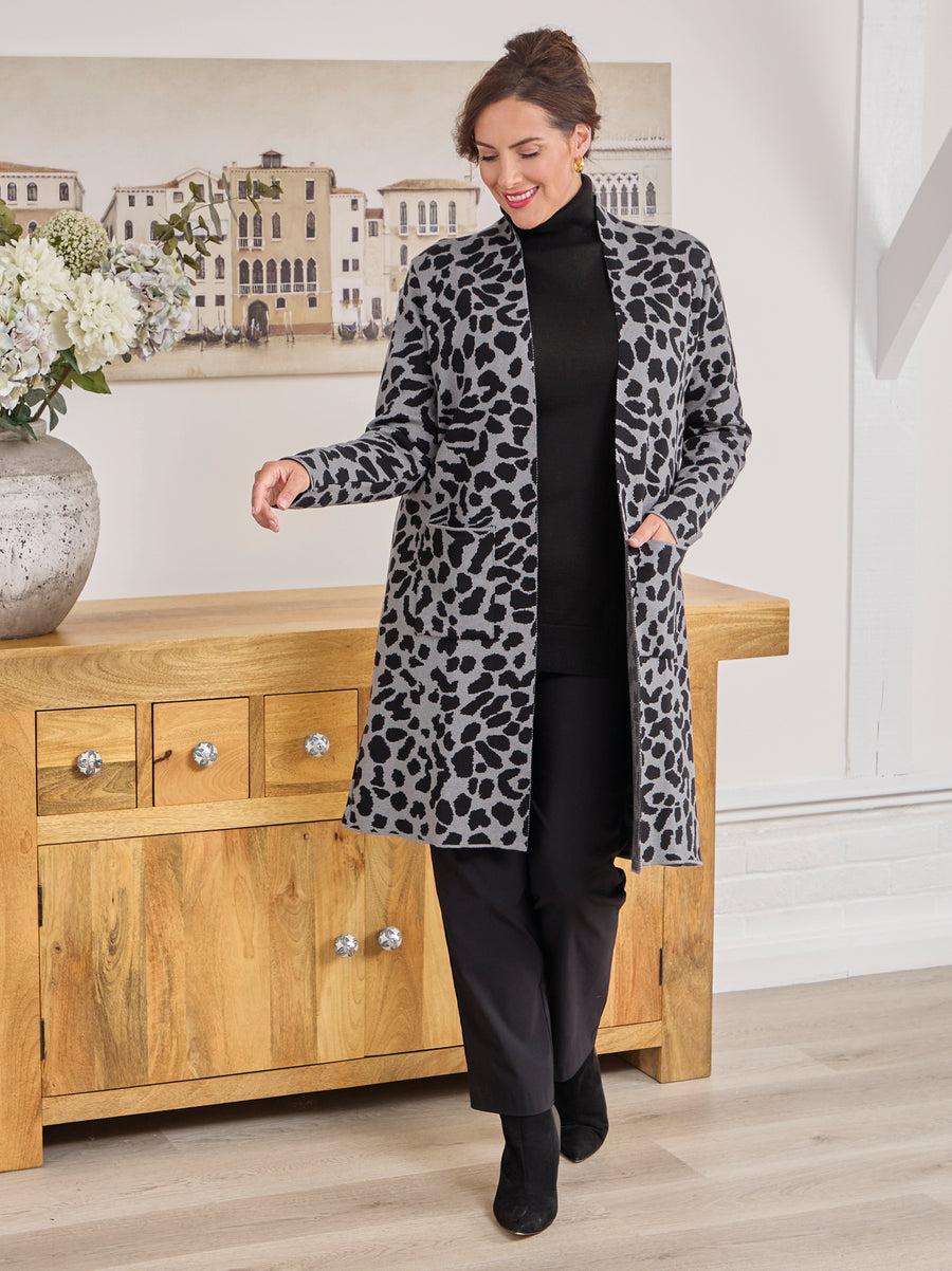 Christine Knitted Coatigan - Animal Print