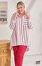 Harriet Cotton Stripe Shirt - White/Cherry