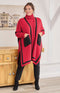Athena Knitted Poncho - Red