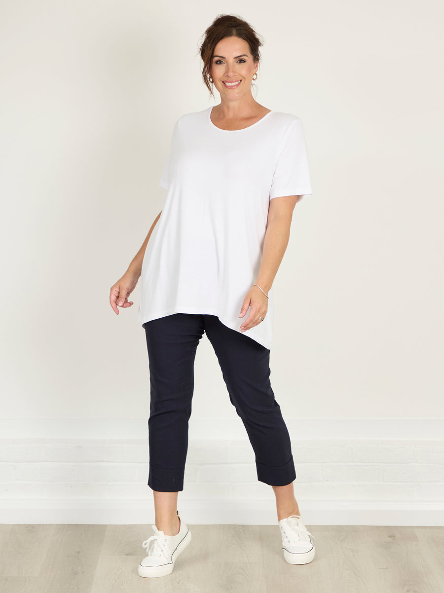 Bella 09 by ROBELL Cuff Stretch Trouser - Navy