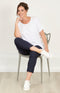 Bella 09 by ROBELL Cuff Stretch Trouser - Navy
