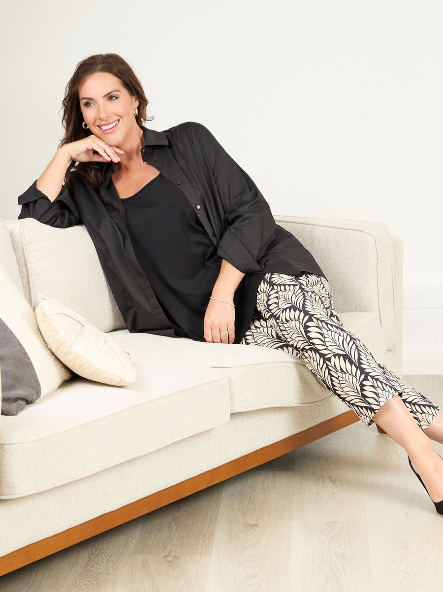 Bella by Robell Stretch Trouser - Black/Natural