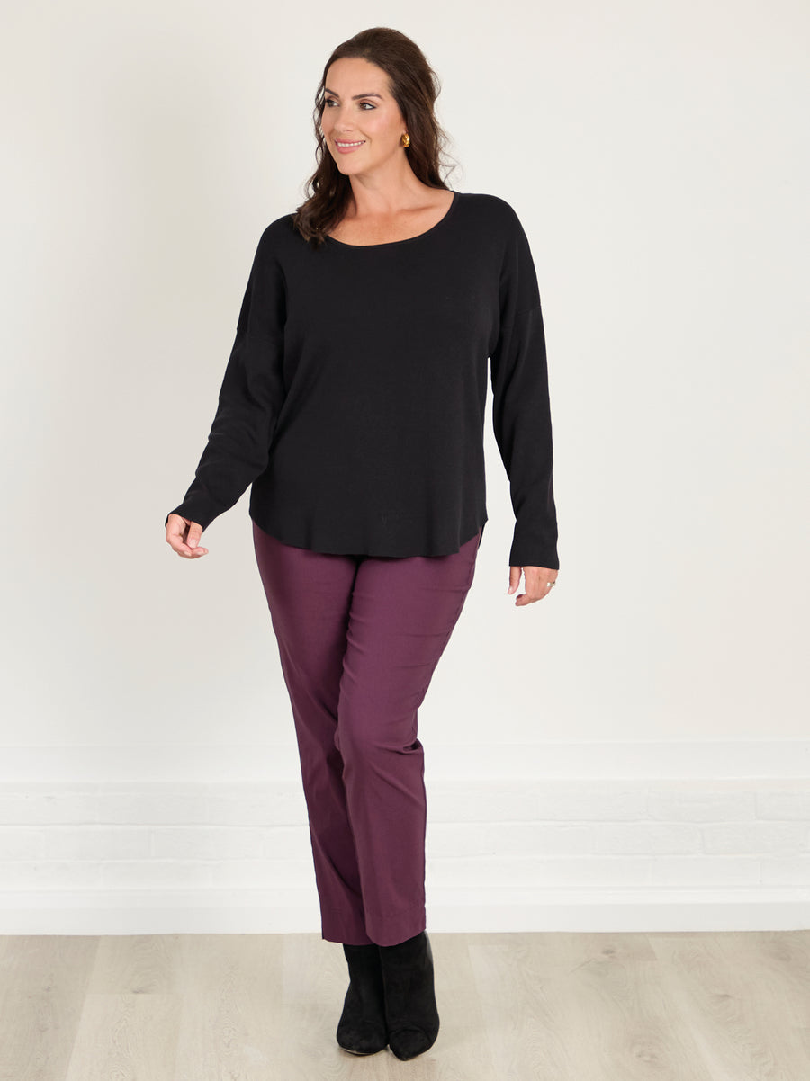 Marie FL by ROBELL Stretch Trouser - Merlot