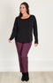 Marie FL by ROBELL Stretch Trouser - Merlot