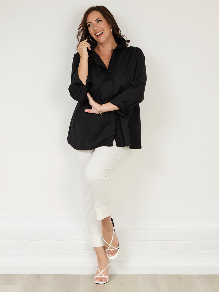 Bella 09 by ROBELL Cuff Stretch Trouser - Ivory