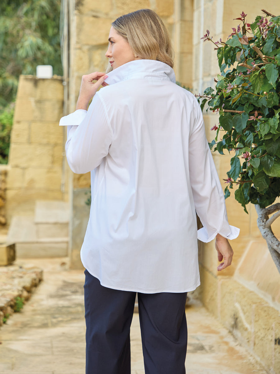 Laina Cotton Mix Shirt - White