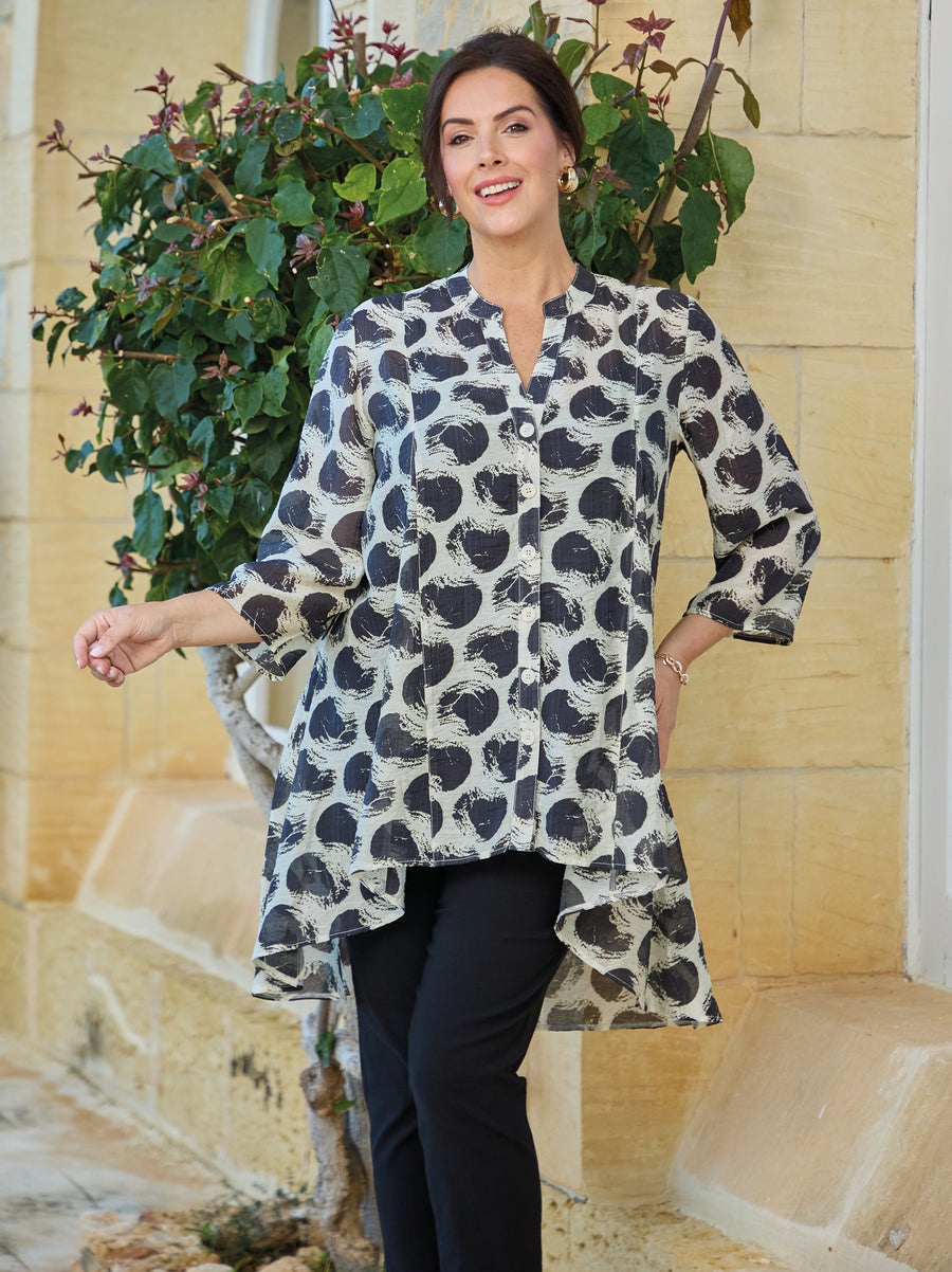 Heidy Crinkle Shirt - Black/Cream