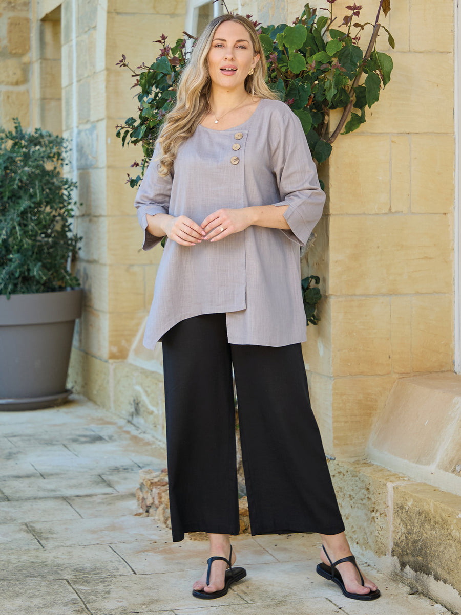 Fiona Viscose/Linen Top - Silver