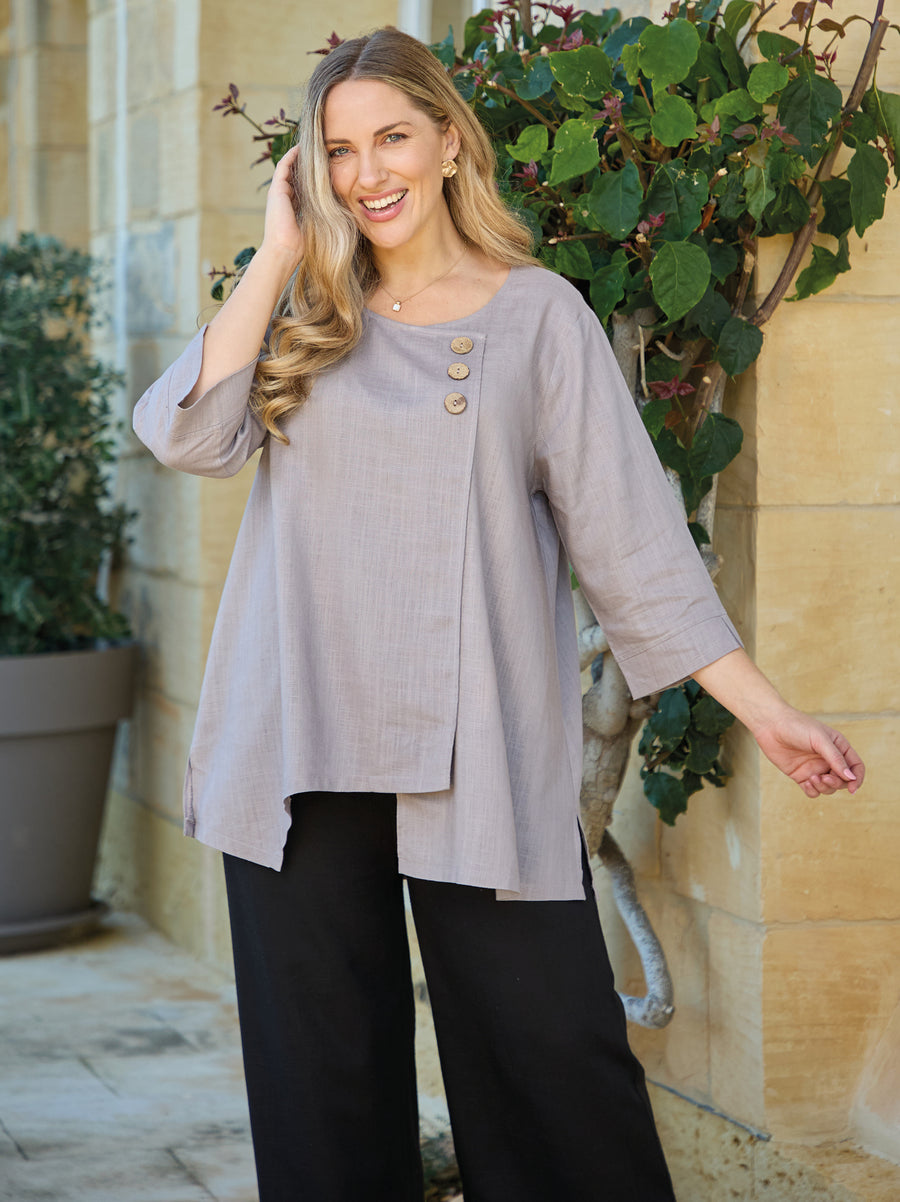 Fiona Viscose/Linen Top - Silver