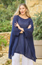Abigail Open Knit Poncho - Navy