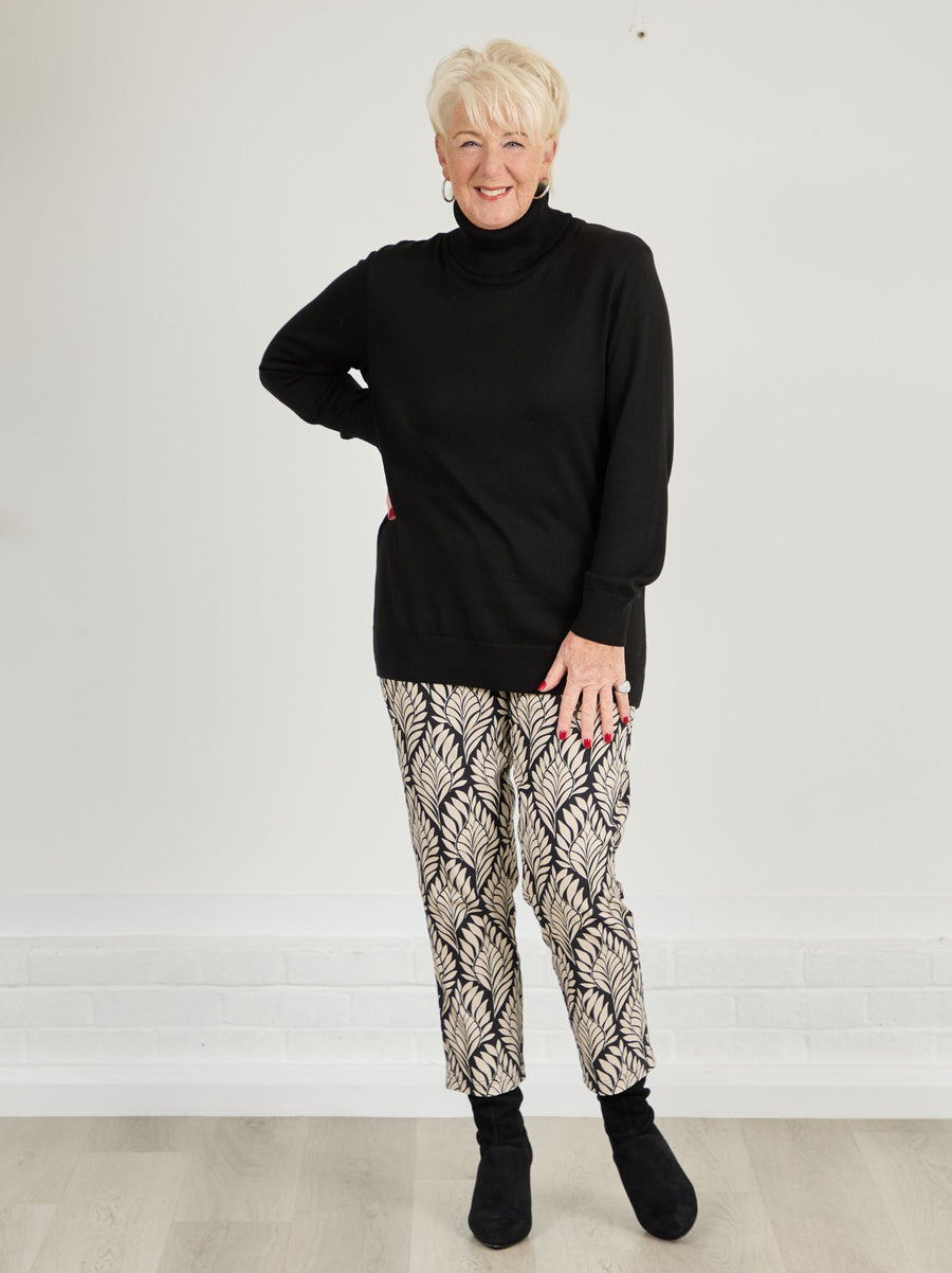 Bella by Robell Stretch Trouser - Black/Natural