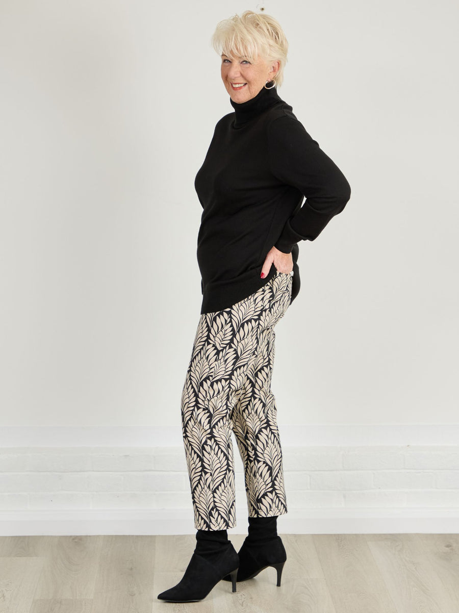 Bella by Robell Stretch Trouser - Black/Natural