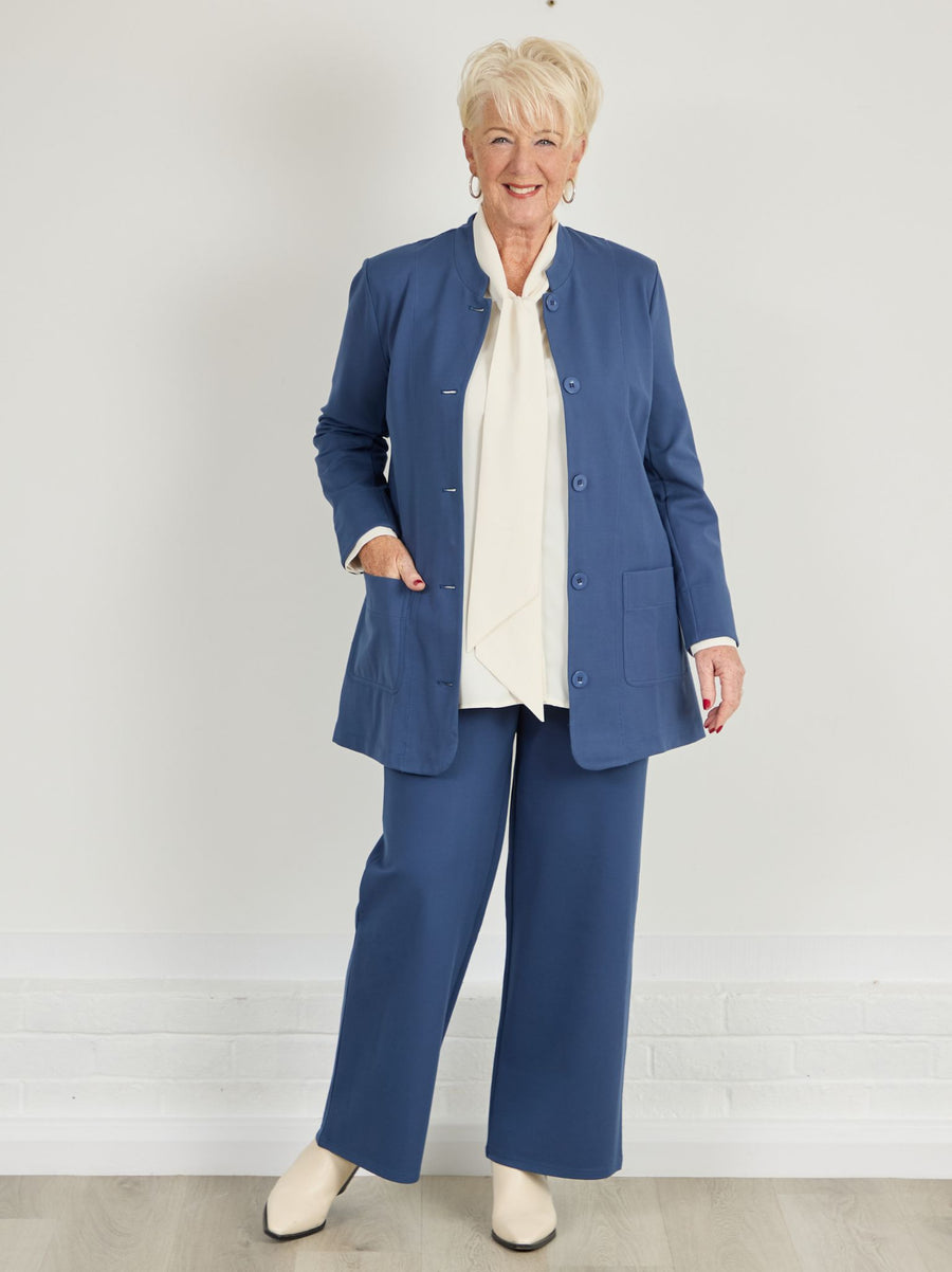 Kathleen Ponte Di Roma Jacket - Denim Blue
