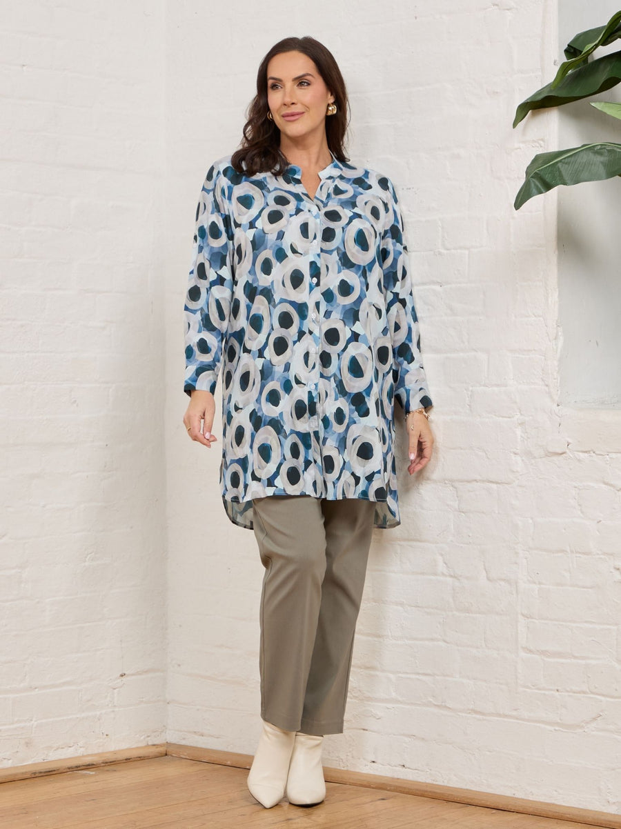 Josephine Printed Shirt - Blue/Grey