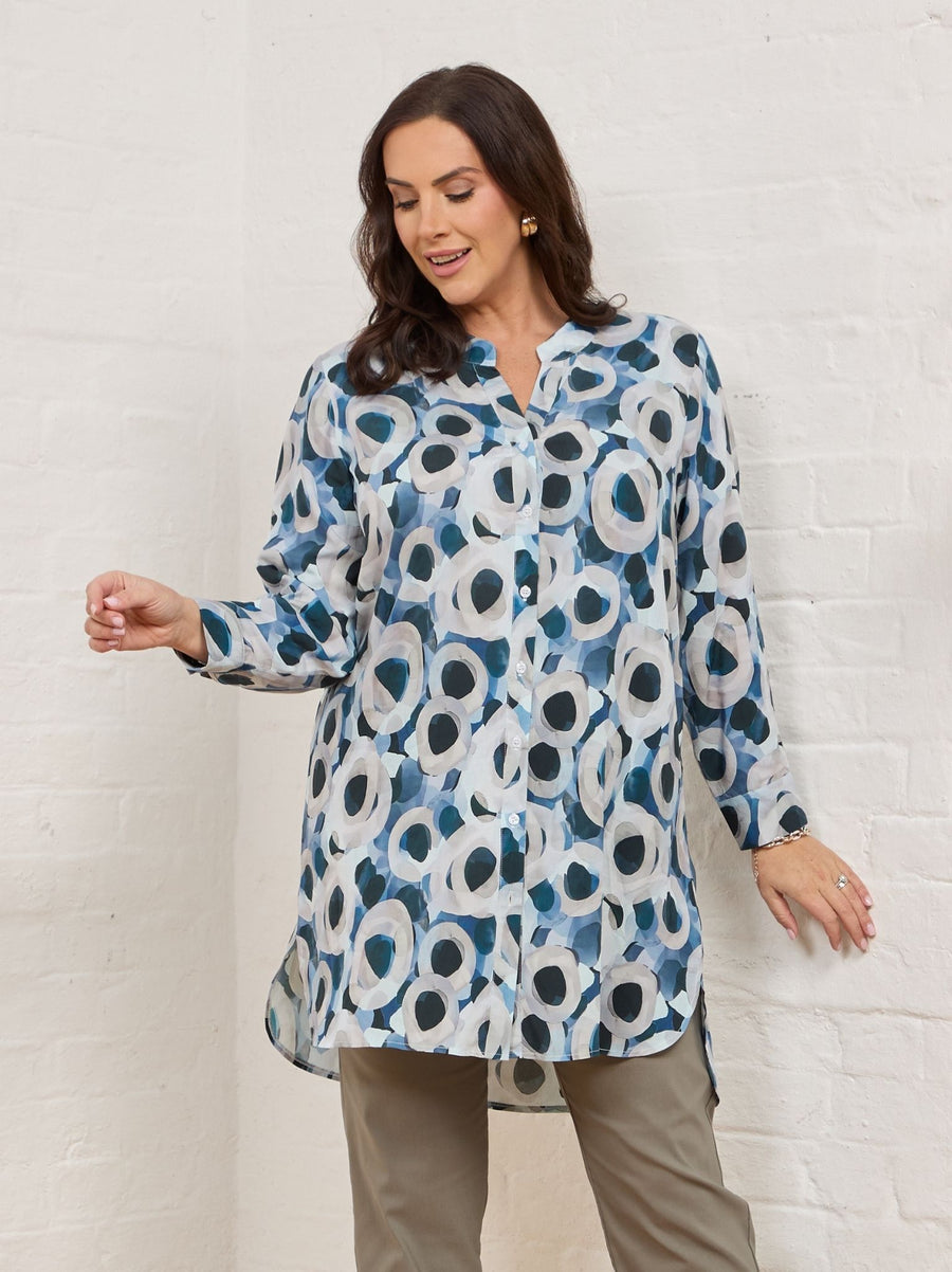 Josephine Printed Shirt - Blue/Grey