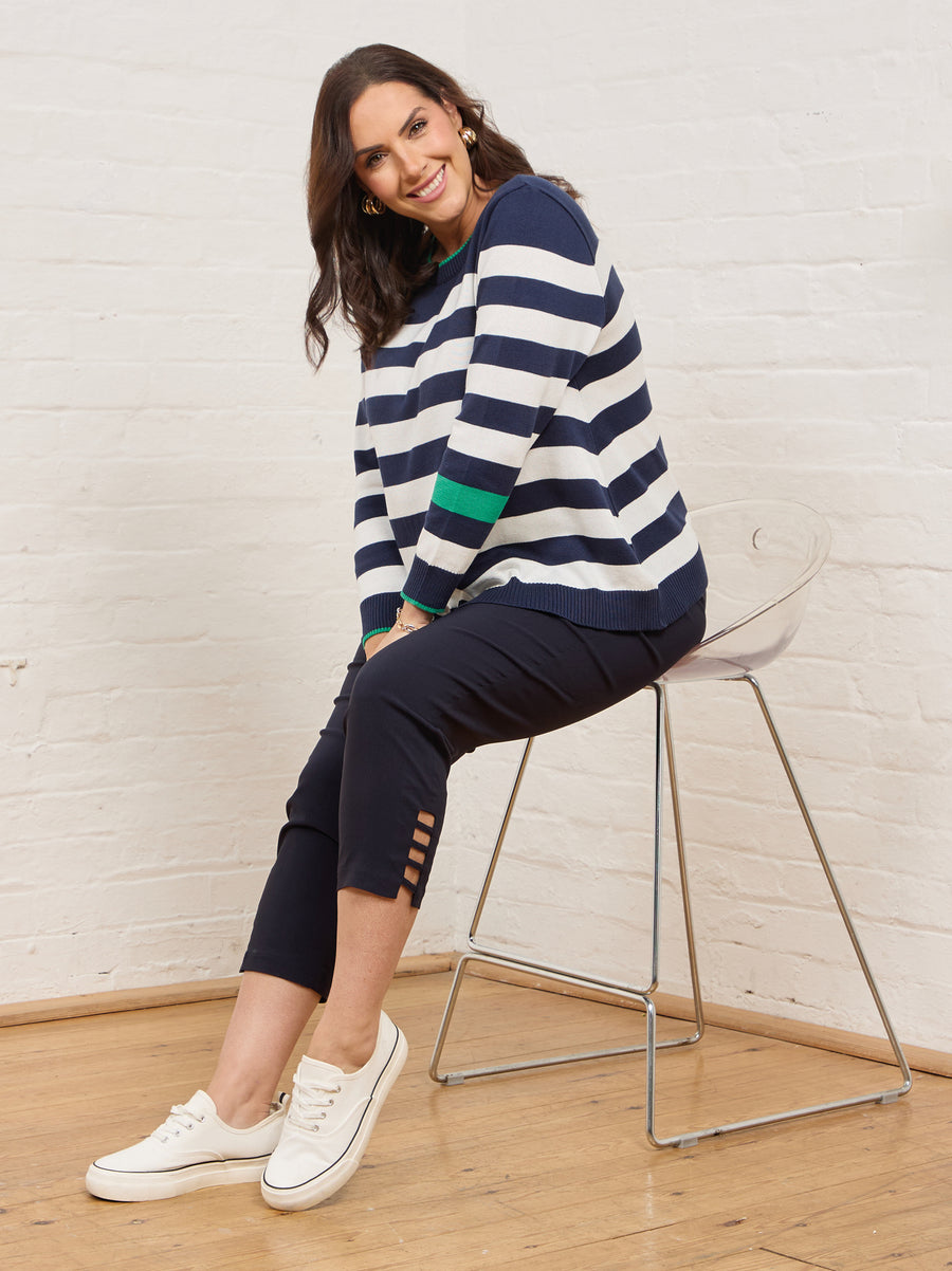 Lena 09 by ROBELL Stretch Trouser - Navy