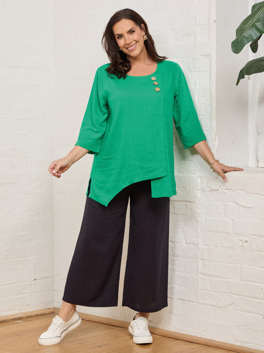 Romi Viscose/Linen Draw String Trouser - Navy