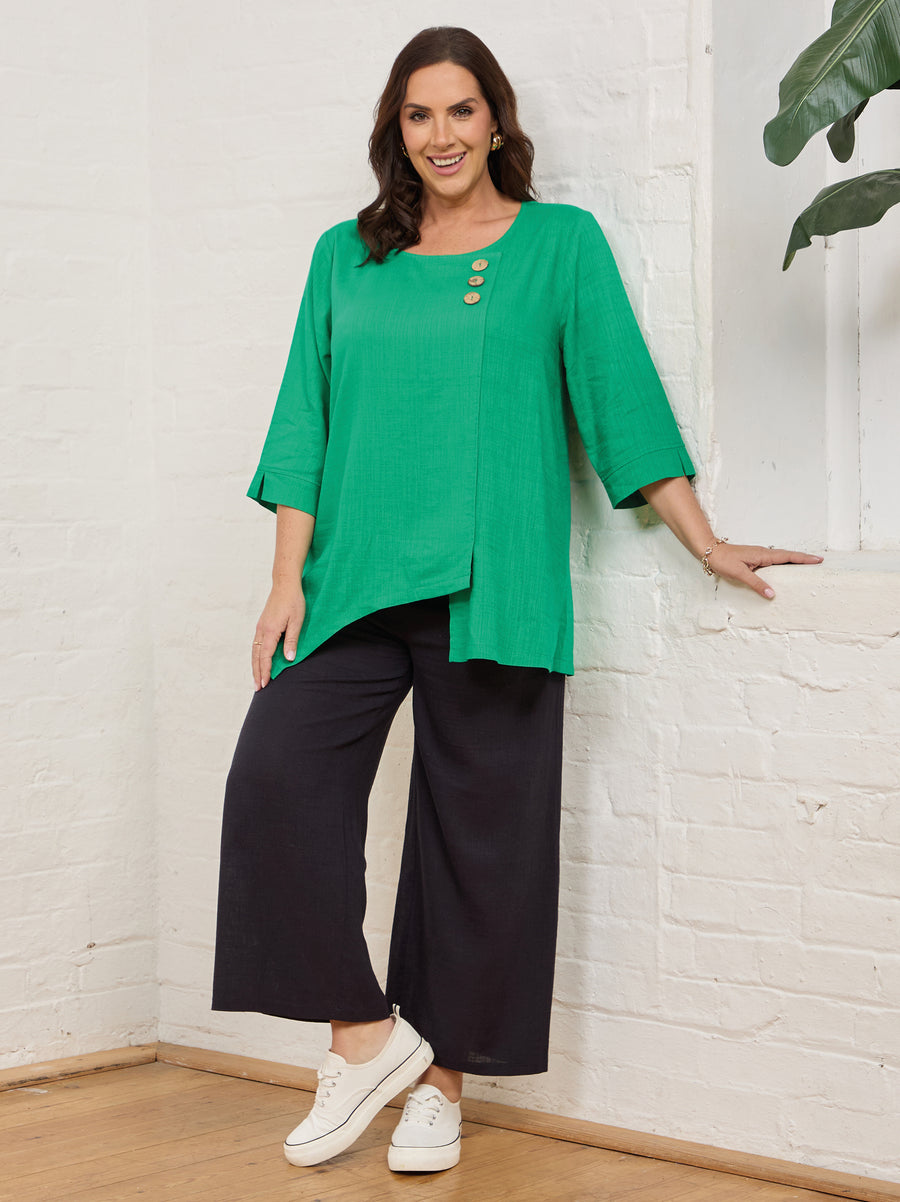 Romi Viscose/Linen Draw String Trouser - Navy