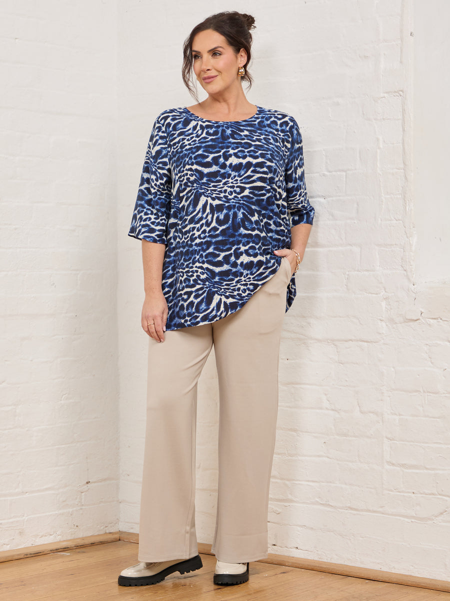 Flora Printed Top - Navy Leopard