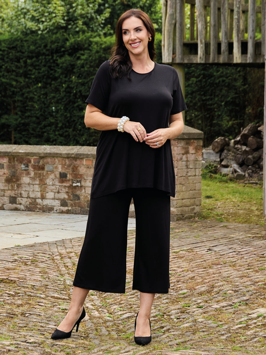 Renee Jersey Culotte Trouser - Black