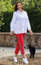 Marie (Robell) Stretch Trouser - Red/Stripe