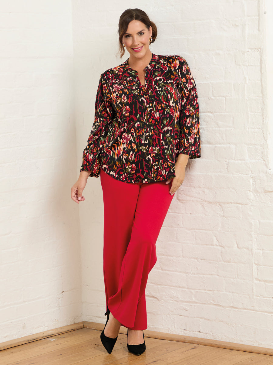 Amelia Crepe Top - Red/Black