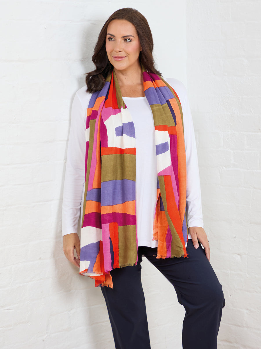 Iona Vibrant Abstract Colour Block scarf