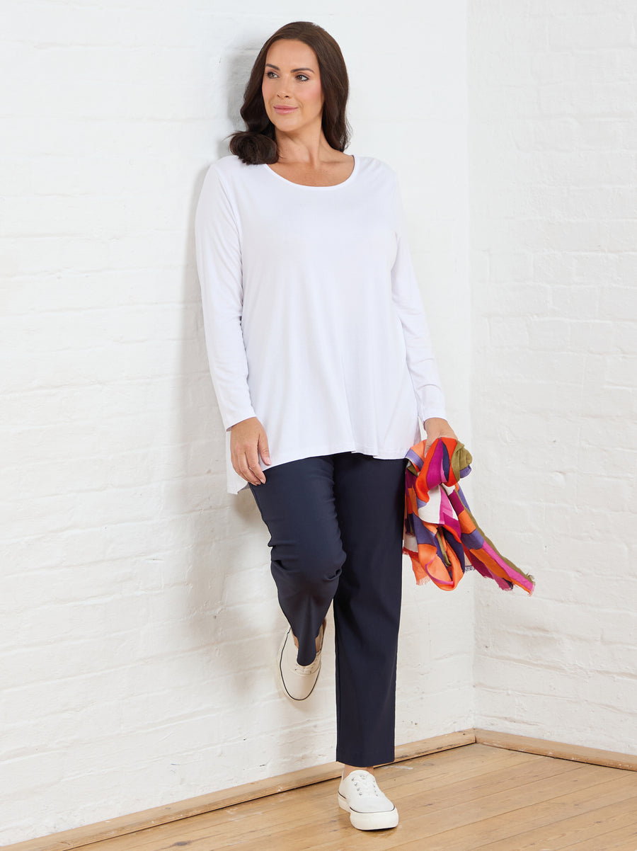 Tessa Jersey Long Sleeve Top - White