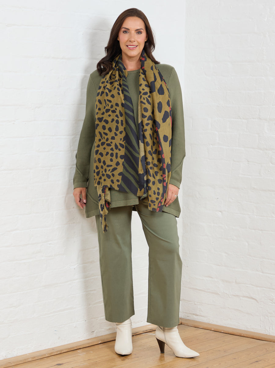 Margaret Cotton Blend Knit Rib Jumper - Khaki