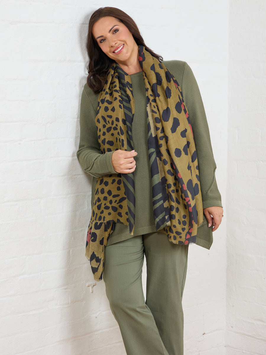Margaret Cotton Blend Knit Rib Jumper - Khaki